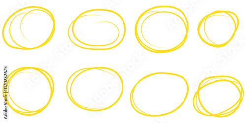 red pen drawn marks, red circle set, highlight circle