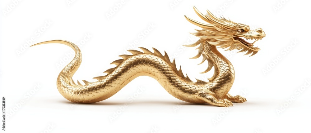 Obraz premium Golden Dragon. Elegant Golden Dragon Illustration