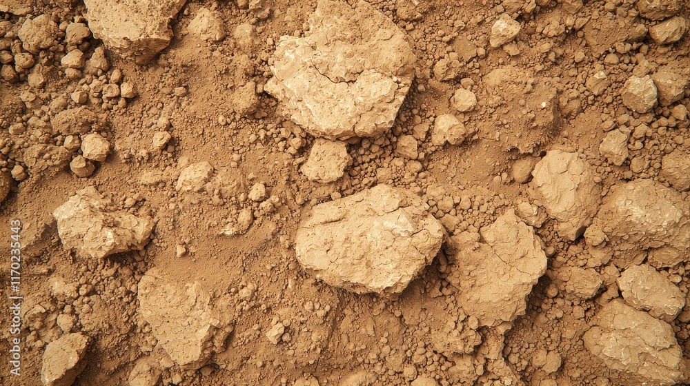 Texture of Soil with Rocks and Pebbles on a Warm Brown Surface Texture of Soil with Rocks and Pebbles on a Warm Brown Surface