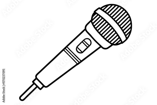 Handheld Microphone Vector Line Art Black and White Design