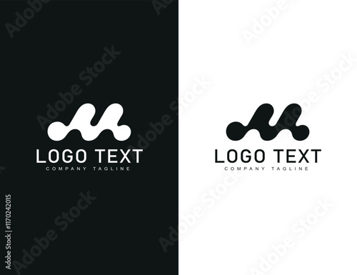 Abstract m logo design in line art style concept