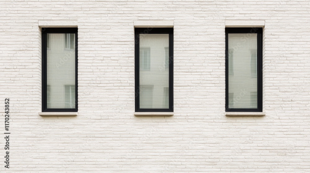 Minimalist Urban Architecture with Three Black Framed Windows Minimalist Urban Architecture with Three Black Framed Windows