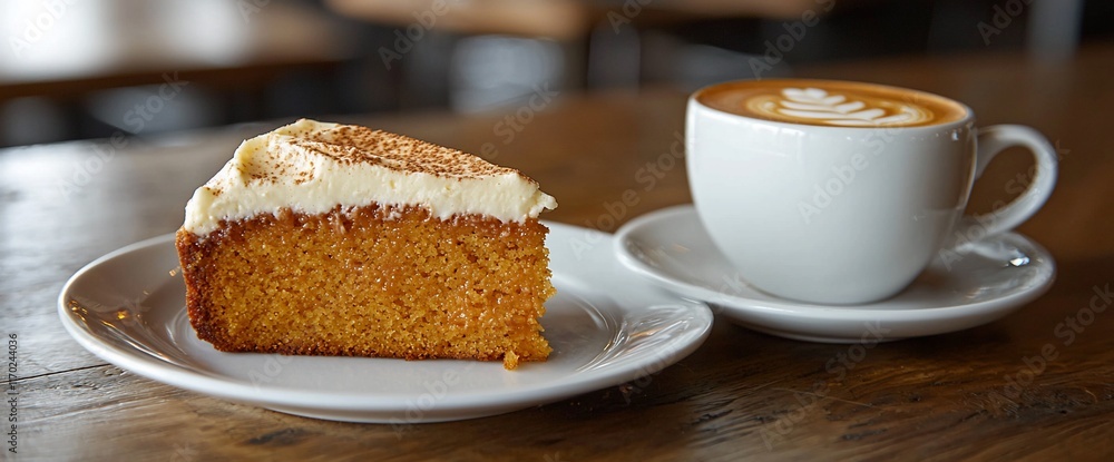 Coffee and cake on wooden table. Coffee and cake on wooden table.