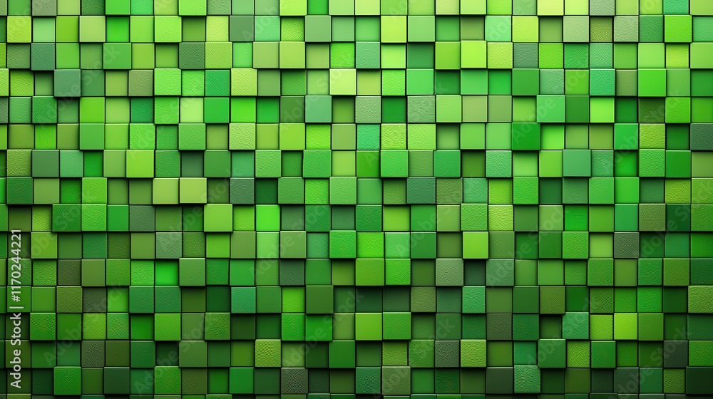 Fototapeta premium Textured Green Square Tiles Pattern for Background or Design Use