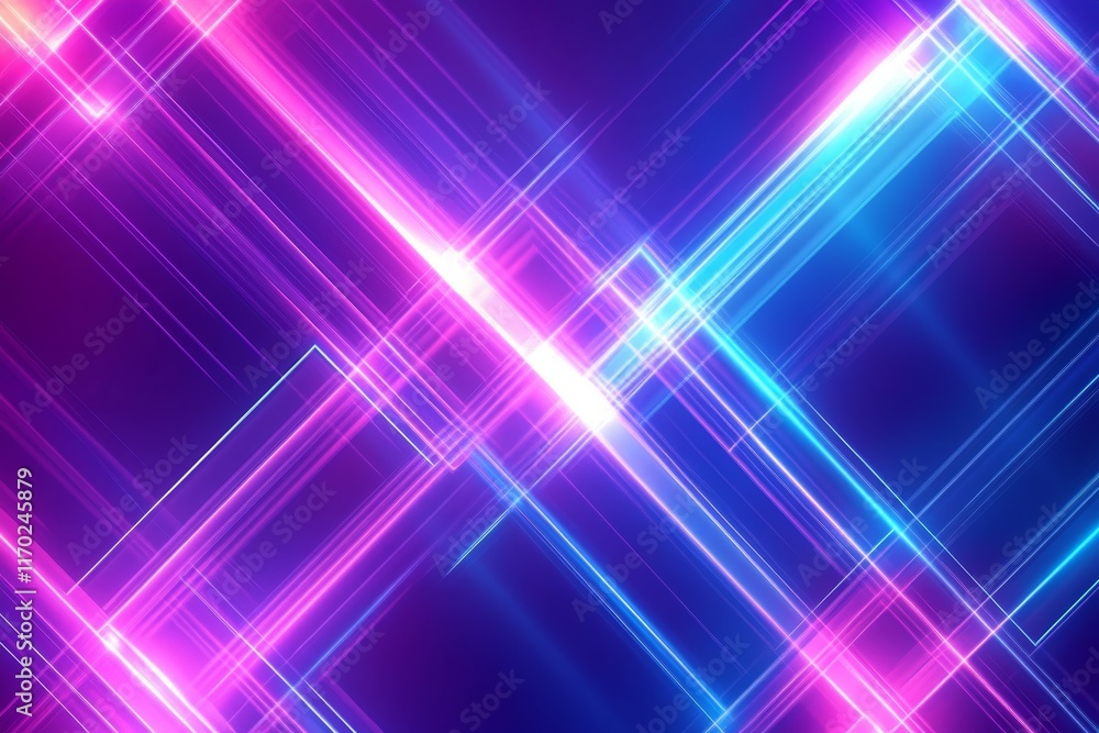 Abstract background with vibrant pink and blue neon glowing lines. Abstract background with vibrant pink and blue neon glowing lines.