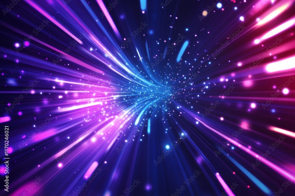 Abstract light streaks converging to a central point. Abstract light streaks converging to a central point.