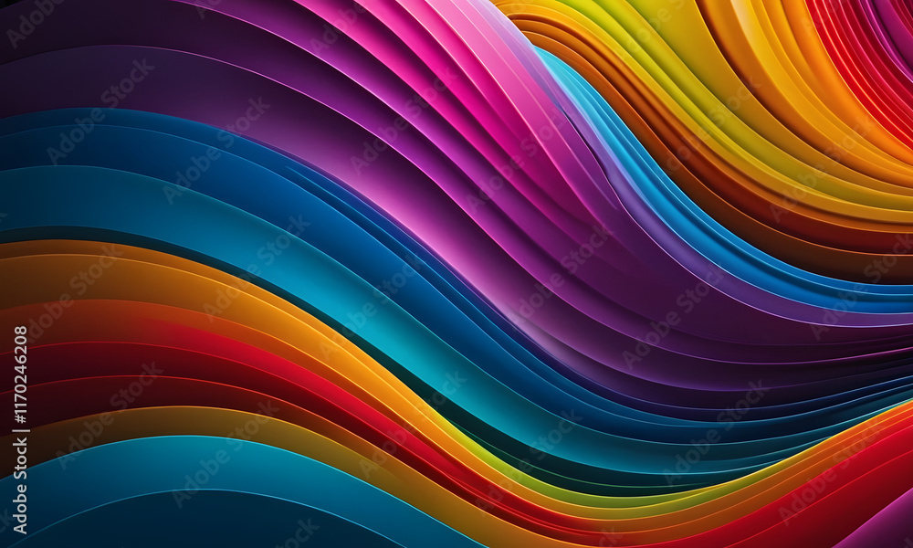 Abstract colorful rainbow wave pattern with vibrant spectrum design and gradient shapes in bright pink, yellow, green, blue, and more, High Quality Wallpaper Design, Generative Ai Abstract colorful rainbow wave pattern with vibrant spectrum design and gradient shapes in bright pink, yellow, green, blue, and more, High Quality Wallpaper Design, Generative Ai