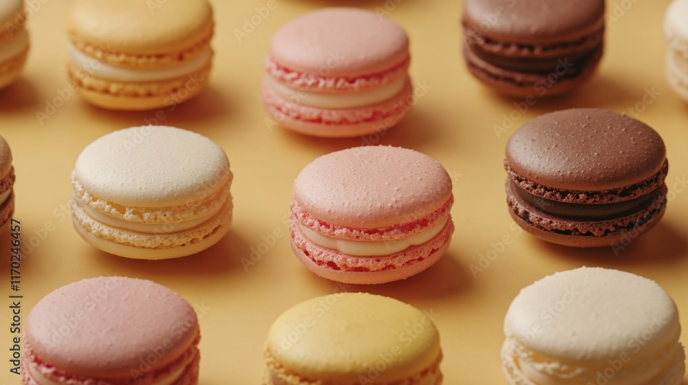 Vibrant assortment of macarons in pastel shades, ready to be enjoyed. Vibrant assortment of macarons in pastel shades, ready to be enjoyed.