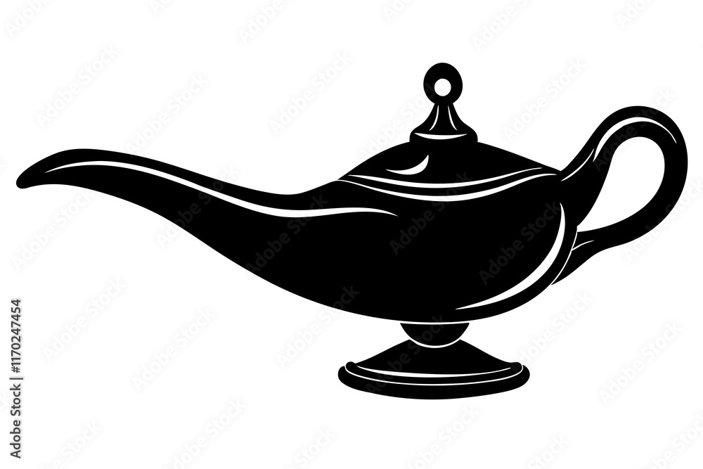 Aladdin lamp silhouette vector, aladdin lamp sign icon. Aladdin lamp silhouette vector, aladdin lamp sign icon.