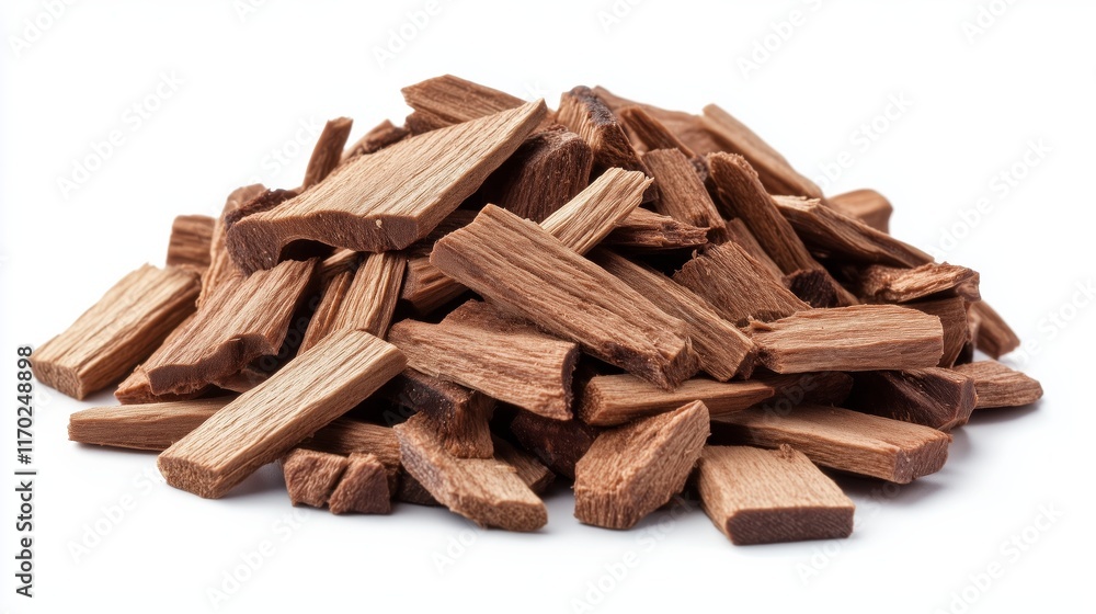 close-up shot of wood chips on a white background close-up shot of wood chips on a white background