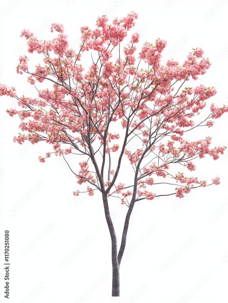 Fototapeta premium A tree in full bloom with pink flowers, signifying springtime. It evokes a sense of freshness and renewal.