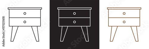 Nightstand  icon.  isolated on white and black background. vector illustration. EPS 10