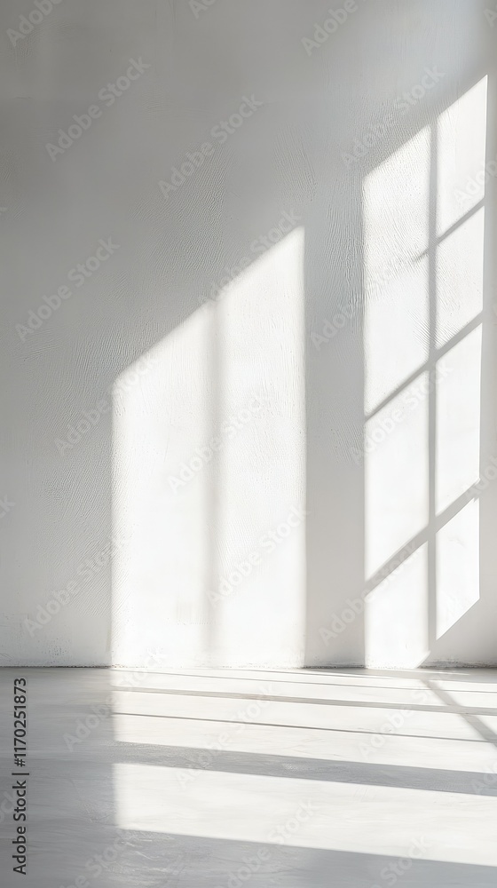 Fototapeta premium Light and Shadow Play on Minimalist White Interior Surface