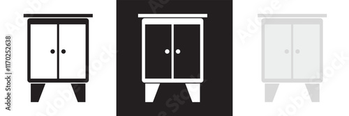 Nightstand  icon.  isolated on white and black background. vector illustration. EPS 10