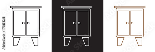 Nightstand  icon.  isolated on white and black background. vector illustration. EPS 10