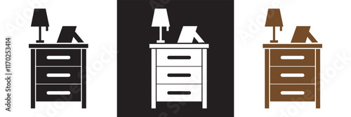 Nightstand  icon.  isolated on white and black background. vector illustration. EPS 10