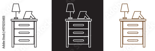 Nightstand  icon.  isolated on white and black background. vector illustration. EPS 10