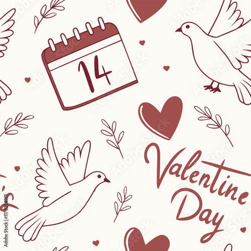 Valentine's Day Dove and Love Pattern