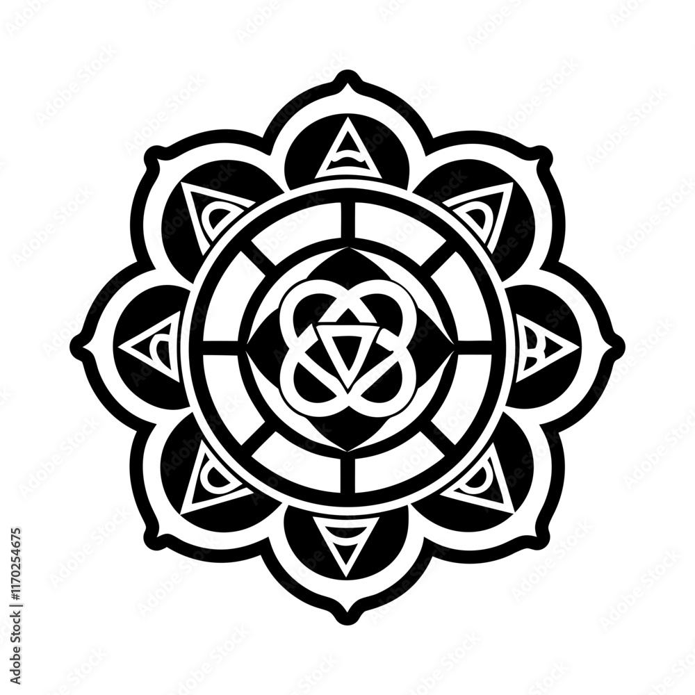 Fototapeta premium Chakra wheel icon in glyph style