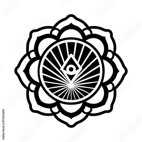 A filled style icon of chakra pattern symbol