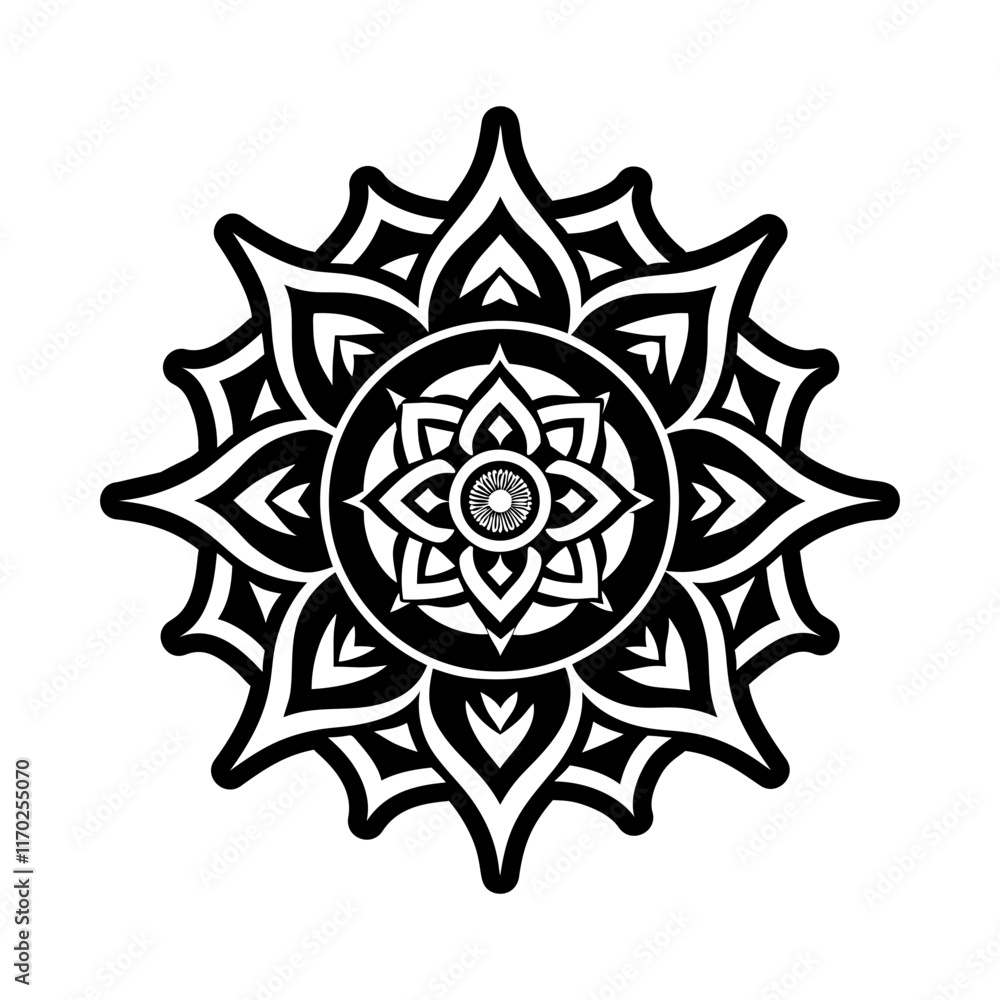 A solid style icon of energy mandala symbol A solid style icon of energy mandala symbol
