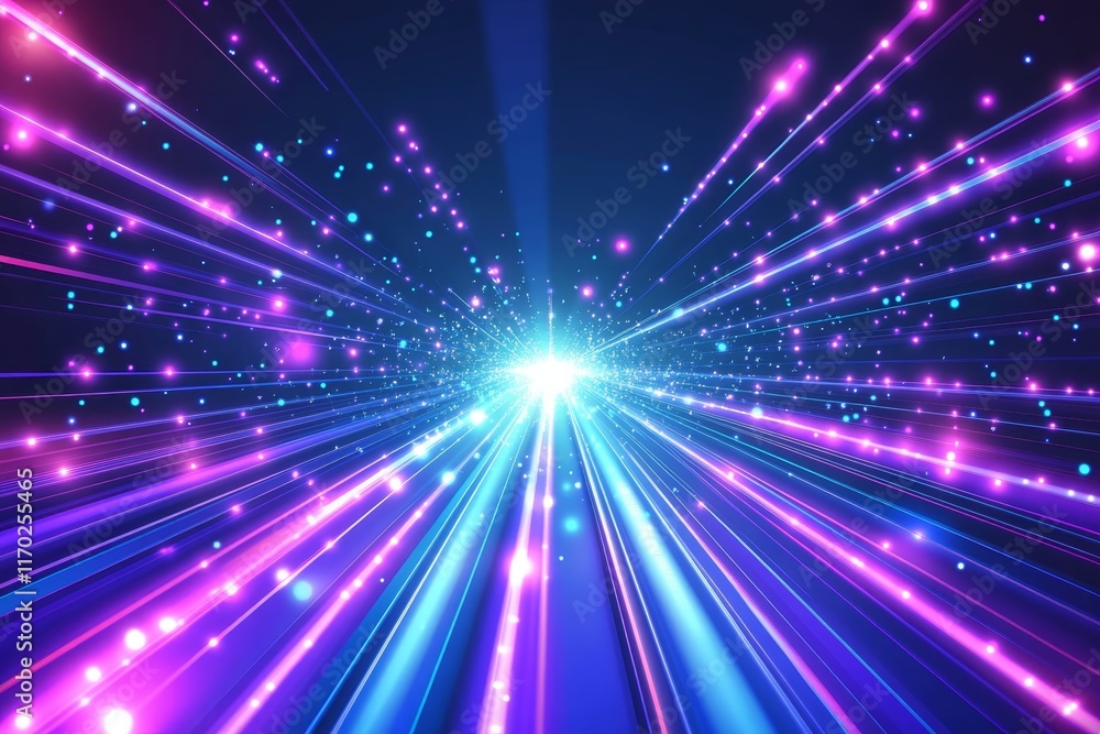 Naklejka premium Abstract vibrant light streaks converging at a bright center.