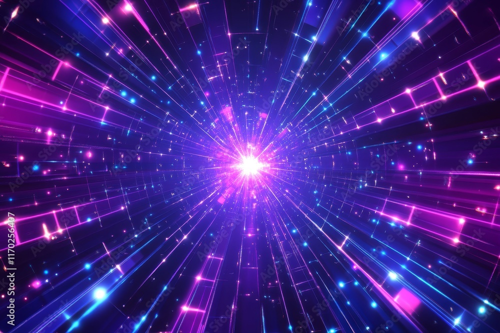 Naklejka premium Abstract vibrant purple and blue light rays burst.