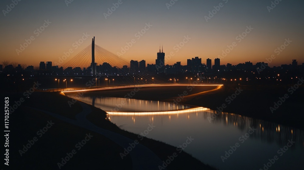 Serene Cityscape at Dusk: A Breathtaking View of Skyline Serene Cityscape at Dusk: A Breathtaking View of Skyline