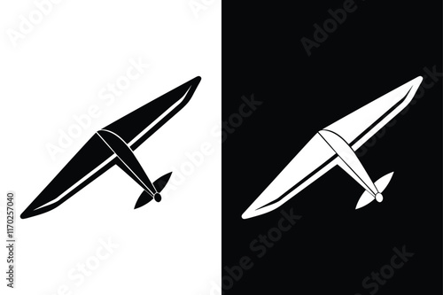 Extreme Sports in Style. Hang Glider Silhouettes and Gliding Vector Icons