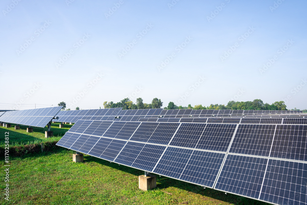 Solar plant(solar cell) with the cloud on sky, hot climate causes increased power production, Alternative energy to conserve the world's energy, Photovoltaic module idea for clean energy production Solar plant(solar cell) with the cloud on sky, hot climate causes increased power production, Alternative energy to conserve the world's energy, Photovoltaic module idea for clean energy production