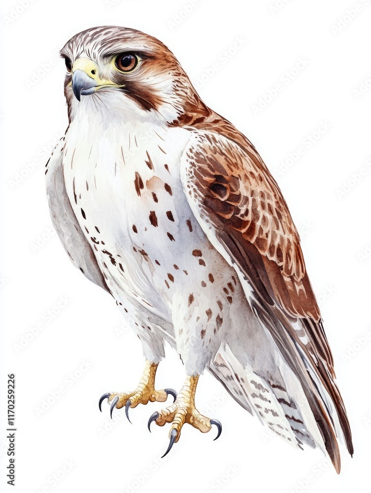 Fototapeta premium Bird of prey, perching with alert gaze.