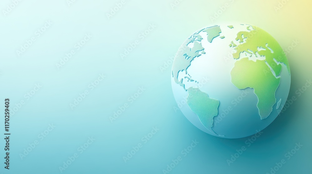 Global connectivity, blue and green globe on blue background symbolizing international communication Global connectivity, blue and green globe on blue background symbolizing international communication