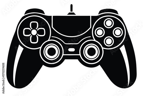 Game controller silhouette vector, Video game controller, joystick 