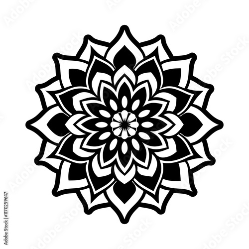 A glyph style icon of lotus pattern symbol