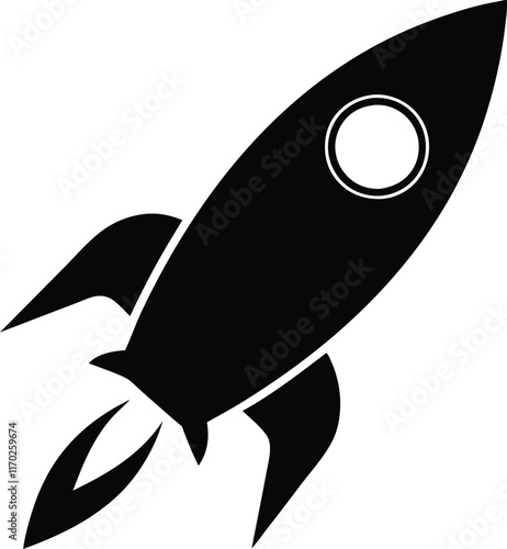 Space rocket silhouette vector, Rocket icon, Space ship vector