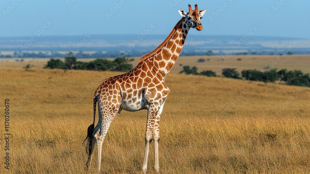 Obraz premium Giraffe standing in African savanna.