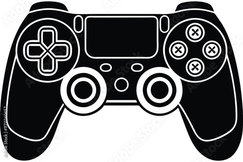 Game controller silhouette vector, Video game controller, joystick 