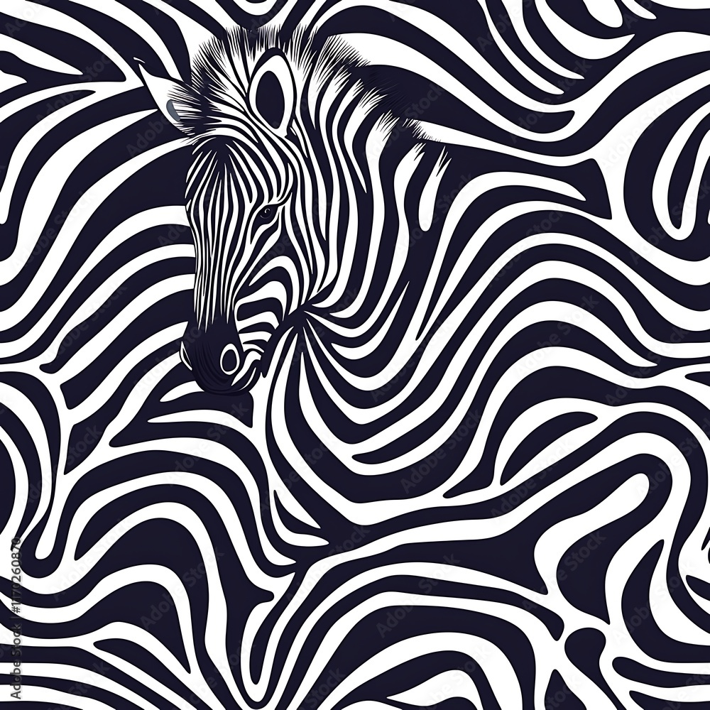 Zebra Head Camouflaged In Abstract Stripes Zebra Head Camouflaged In Abstract Stripes