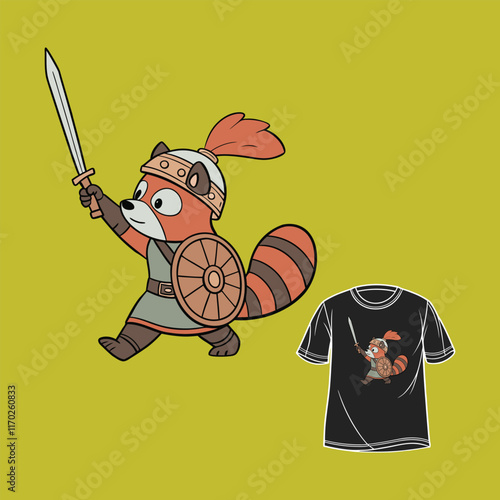 Brave Red Panda Warrior T-shirt Design