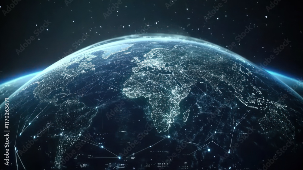 Obraz premium Global Network: A Visualization of Interconnectedness