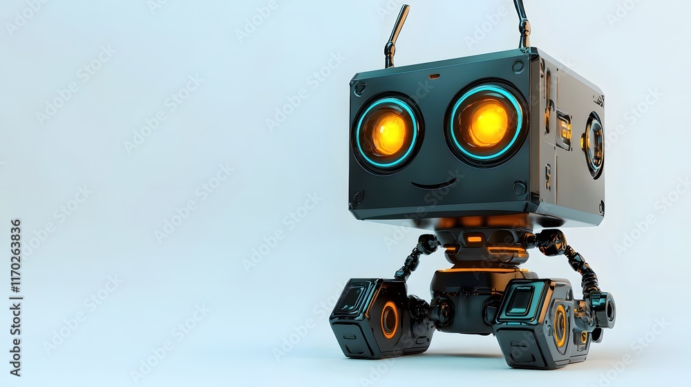 A_box-shaped_robot_with_glowing_eyes_and_sleek_metallic A_box-shaped_robot_with_glowing_eyes_and_sleek_metallic