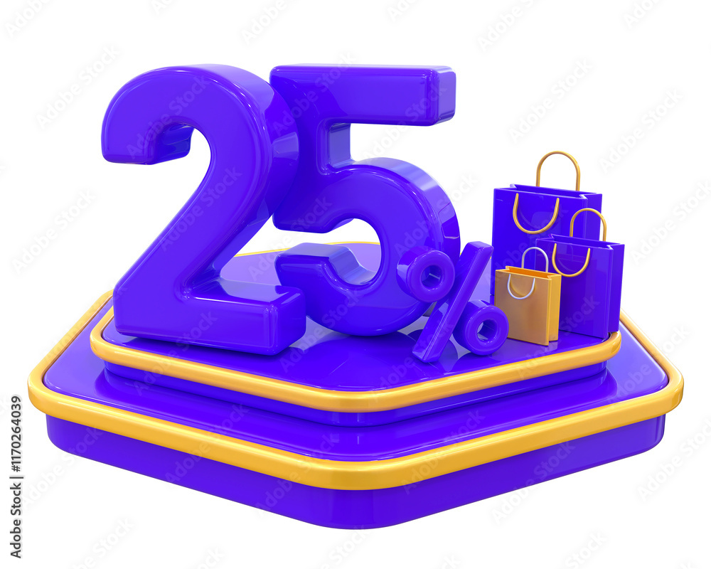 25 Percent Purple Offer Shopping bag With Podium 25 Percent Purple Offer Shopping bag With Podium