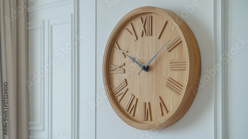 Wallpaper Mural Elegant Wooden Wall Clock with Roman Numerals Torontodigital.ca