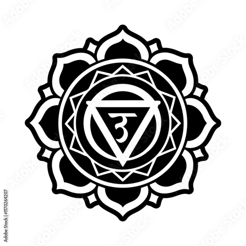 Throat mantra sign, solid style icon