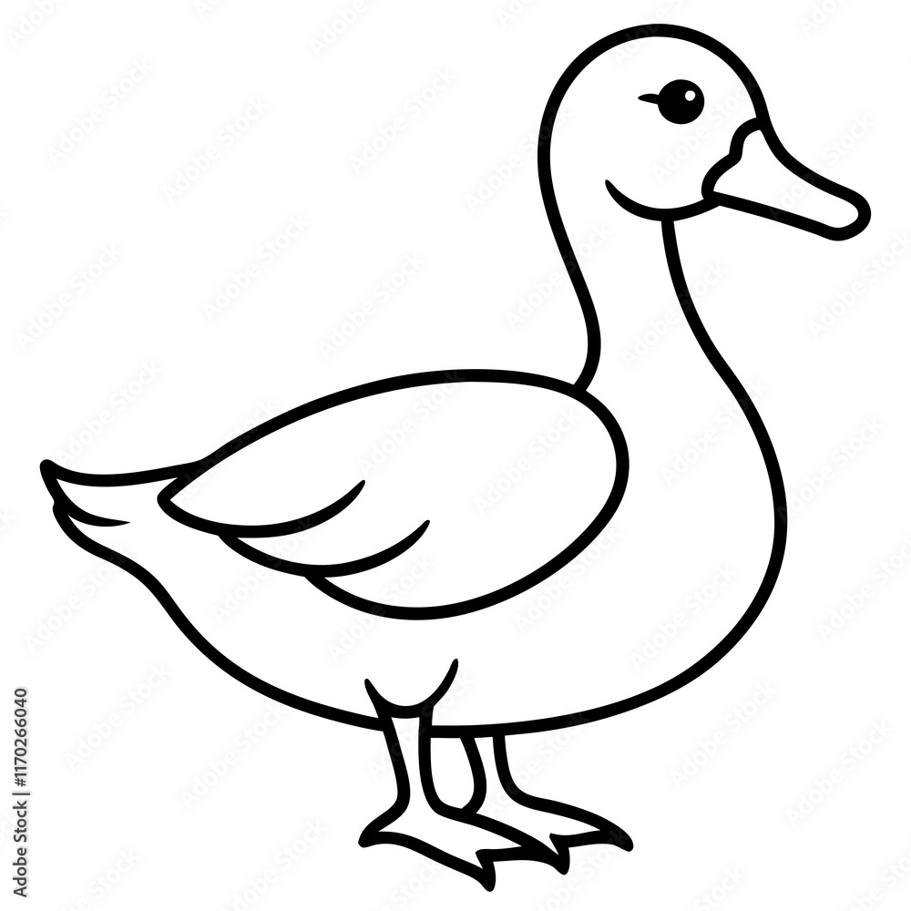 Cute Silhouette of a duck line art vector cartoon illustration Cute Silhouette of a duck line art vector cartoon illustration