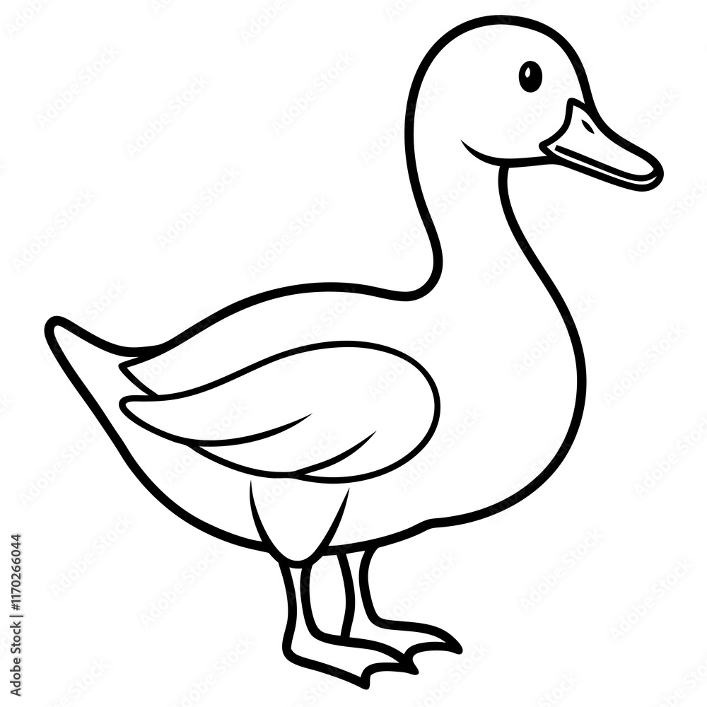 Cute Silhouette of a duck line art vector cartoon illustration Cute Silhouette of a duck line art vector cartoon illustration