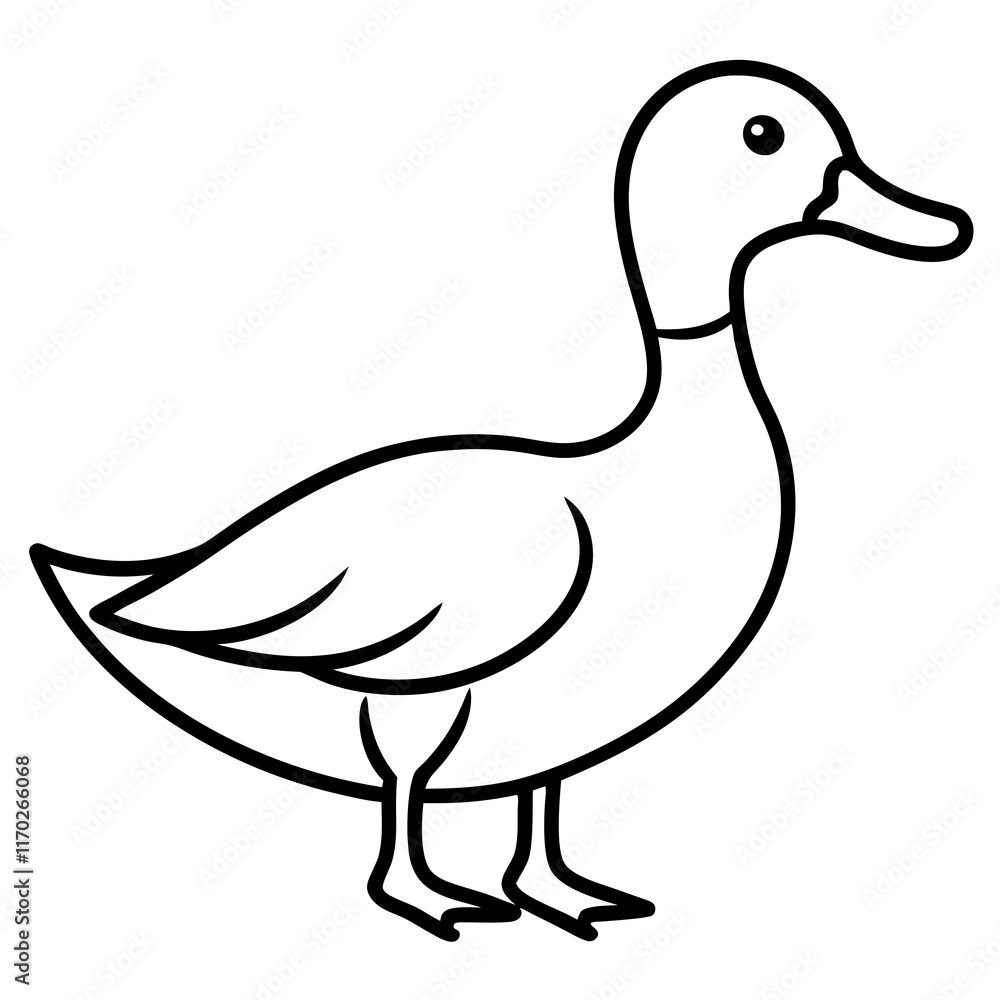 Cute Silhouette of a duck line art vector cartoon illustration Cute Silhouette of a duck line art vector cartoon illustration