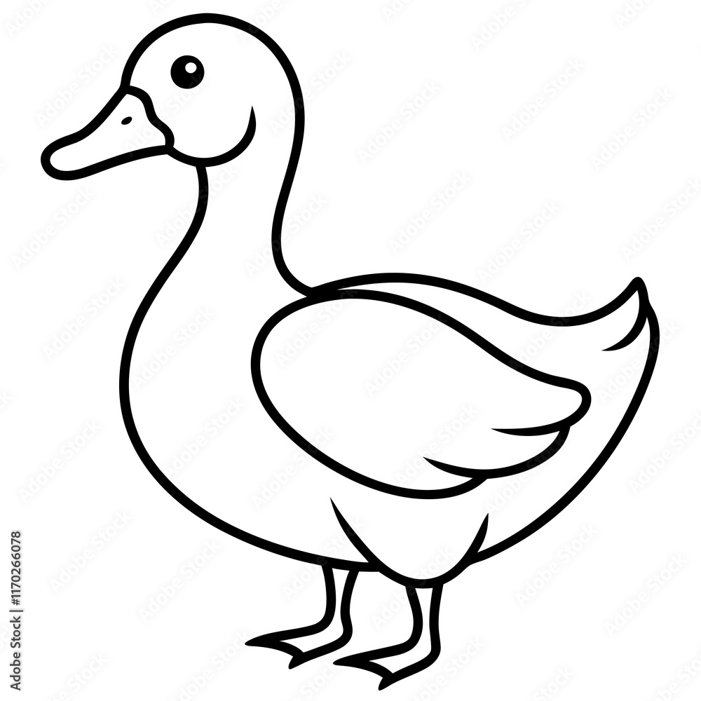 Obraz premium Cute Silhouette of a duck line art vector cartoon illustration