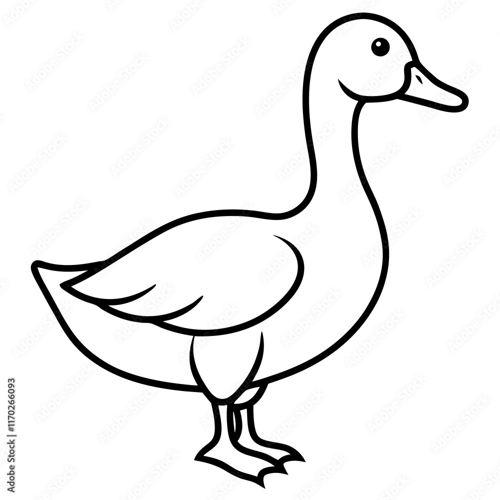 Cute Silhouette of a duck line art vector cartoon illustration Cute Silhouette of a duck line art vector cartoon illustration