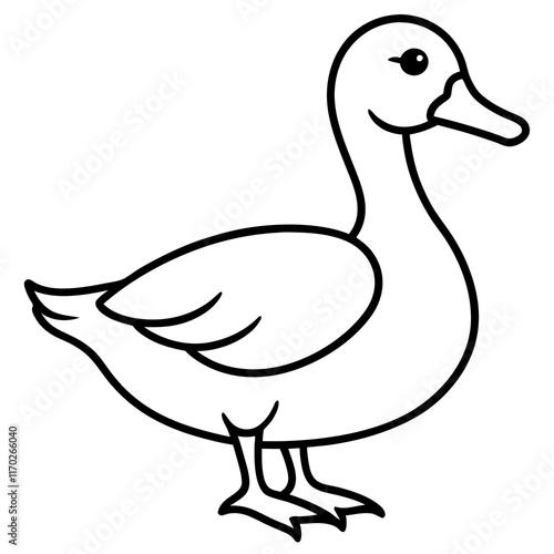 Cute Silhouette of a duck line art vector cartoon illustration